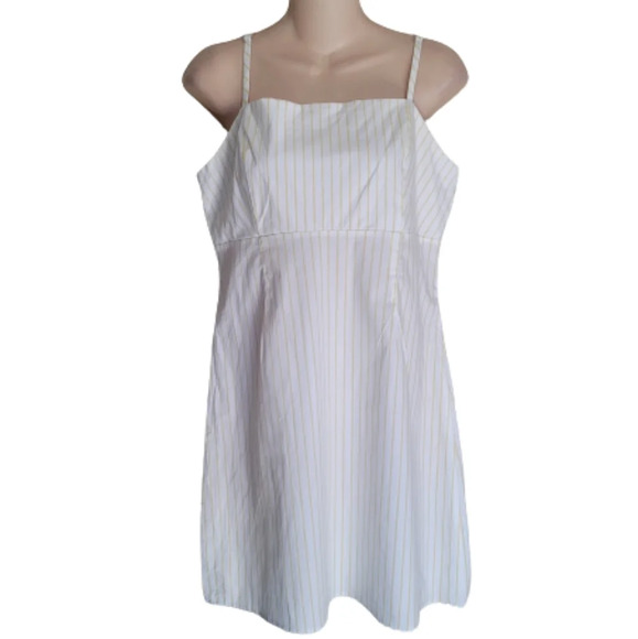 L.A Hearts Pacsun White and Yellow Stripe Spaghetti Strap Mini Dress Size Medium - Picture 2 of 10